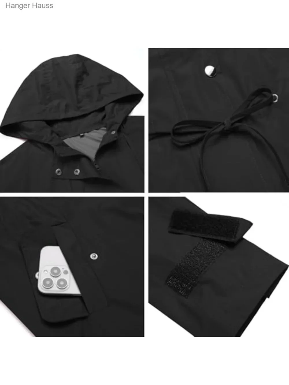 Plus Size Waterproof Rain Jacket with Hood Lightweight Windbreaker for Women